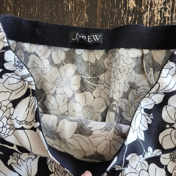 J Crew 100% Linen Slip Skirt Midi Maxi Size XS Floral Black Side Slits Summer - Picture 6 of 10